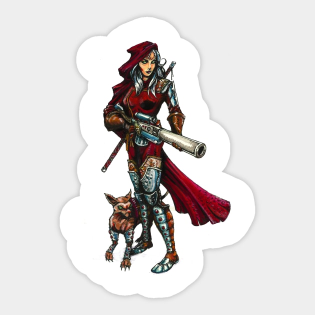 Lt Hood of the Crimson Order Sticker by Sci-Fantasy Tees